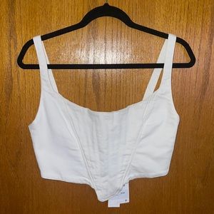 ZARA corset top in white with zipper back